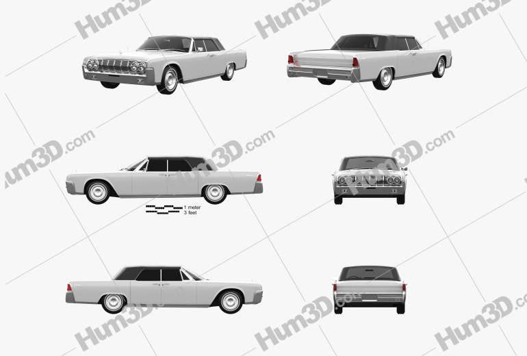 Lincoln Continental convertible 1964 Blueprint Template