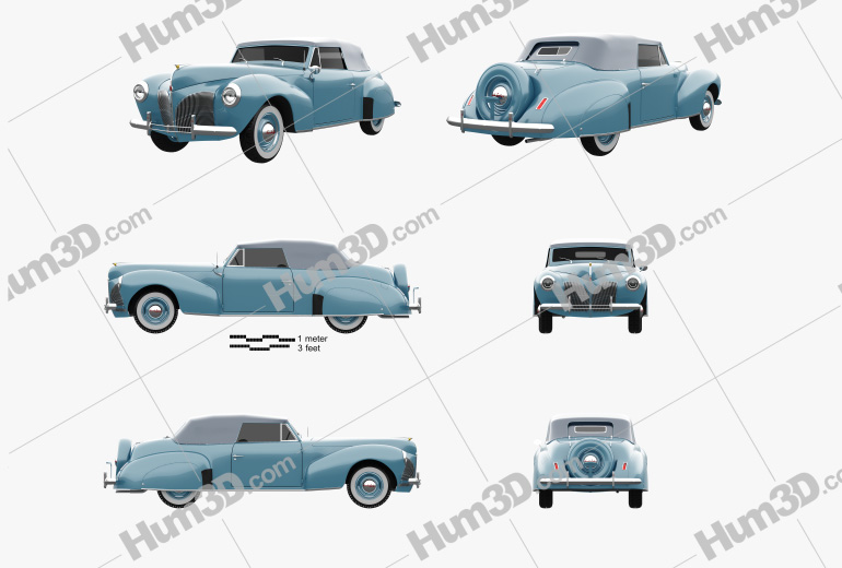 Lincoln Zephyr Continental cabriolet 1939 Blueprint Template