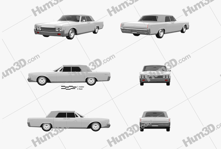 Lincoln Continental convertible 1968 Blueprint Template