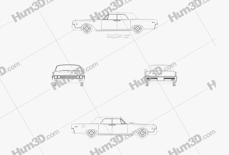 Lincoln Continental descapotable 1968 Blueprint