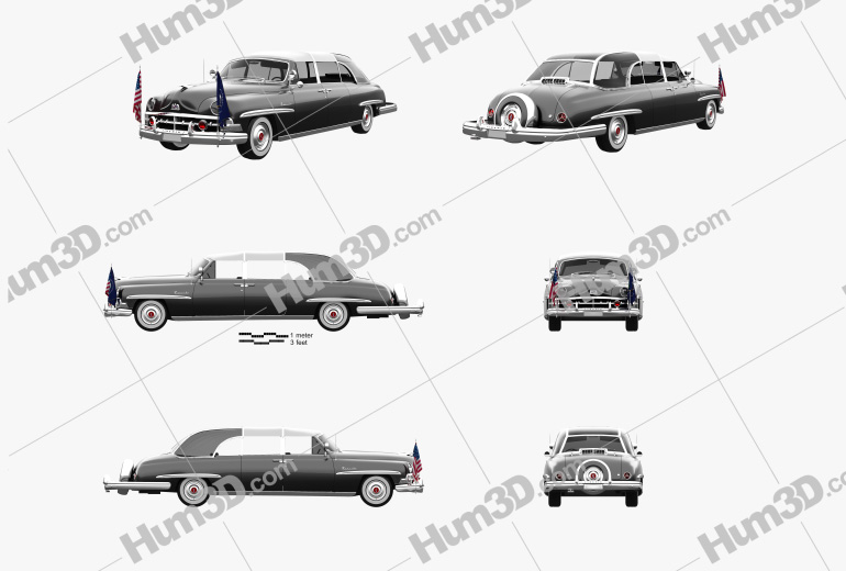 Lincoln Cosmopolitan Presidential Limousine 1950 Blueprint Template