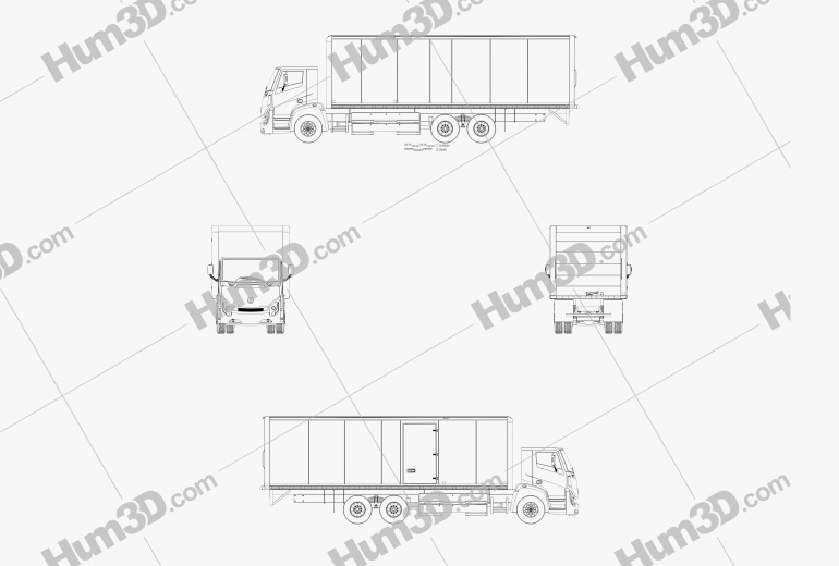 Lion Electric 8 Box Truck 2019 Disegno Tecnico