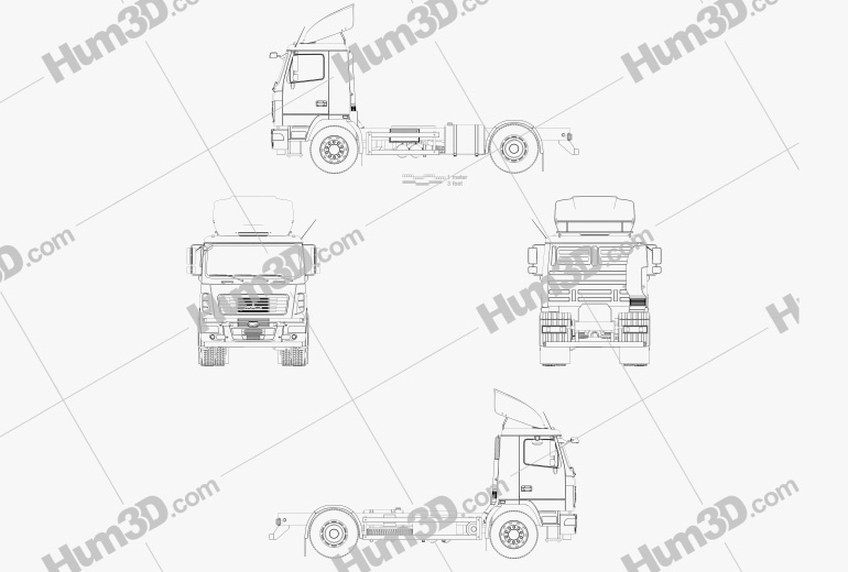 MAZ 5340 M4 Chassis Truck 2015 Blueprint