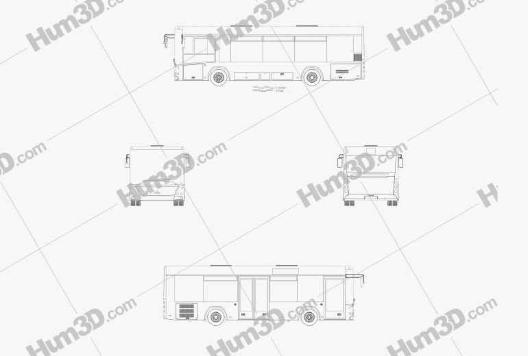MAZ 226069 Bus 2016 Blueprint