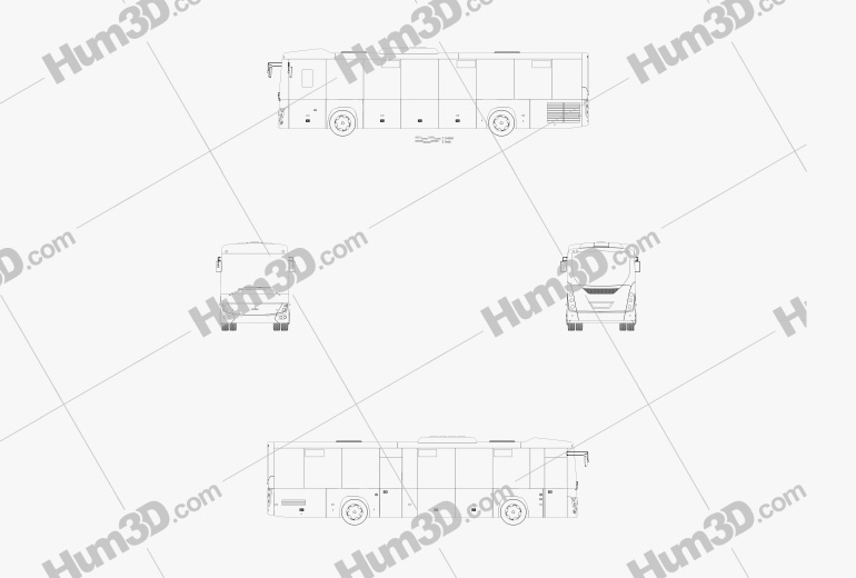 MAZ 231062 Autobus 2016 Blueprint