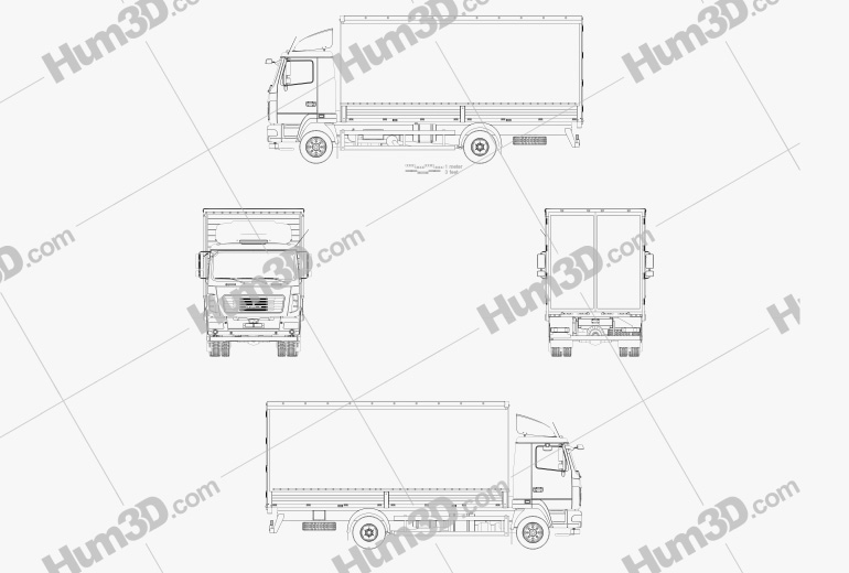 MAZ 4381 Box Truck 2017 Disegno Tecnico