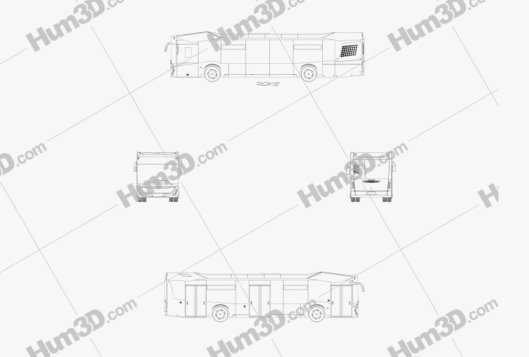 MAZ 303 Autobus 2019 Disegno Tecnico