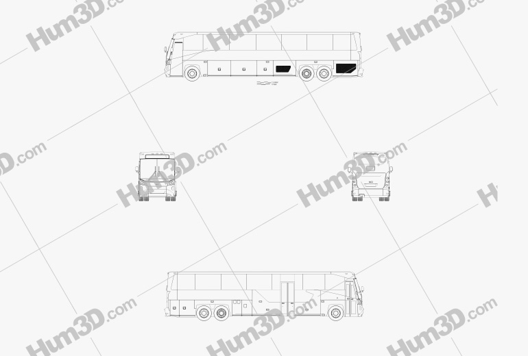 MCI D45 CRT LE Coach Bus 2018 테크니컬 드로잉