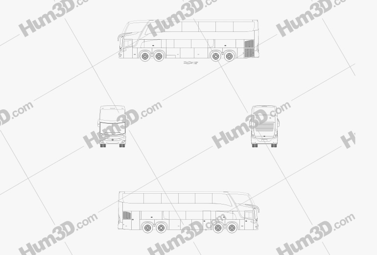 Marcopolo Paradiso G7 1800 DD 4 essieux Autobus 2017 Plan