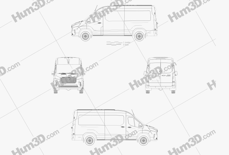Maxus Deliver 9 Kastenwagen L2H2 2022 Blueprint