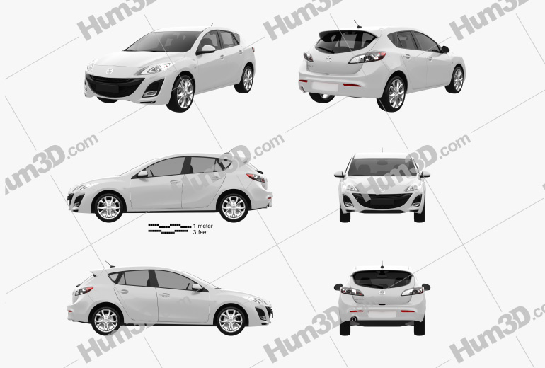 Mazda 3 hatchback 2012 Blueprint Template