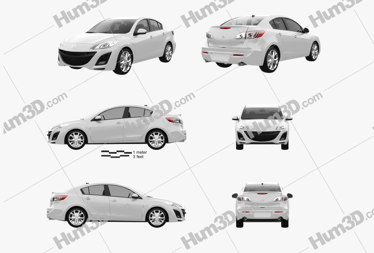 Mazda 3 Sedan 2014 Blueprint Template