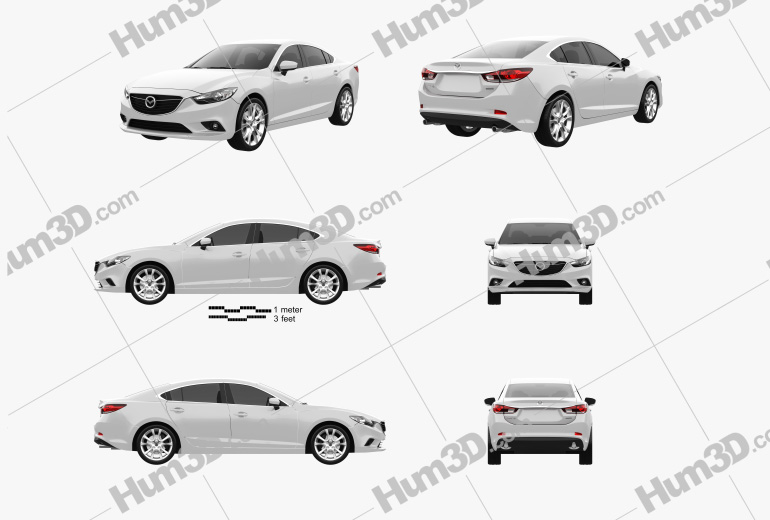 Mazda 6 sedan 2016 Blueprint Template
