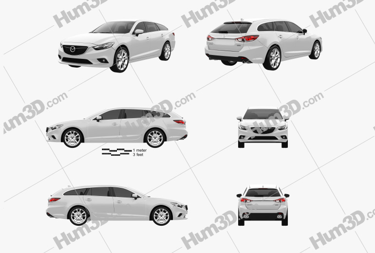 Mazda 6 wagon 2016 Blueprint Template
