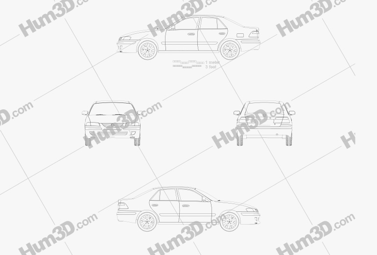 Mazda 626 (GF) sedan 2002 Blueprint