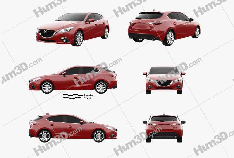 Mazda 3 hatchback 2016 Blueprint Template