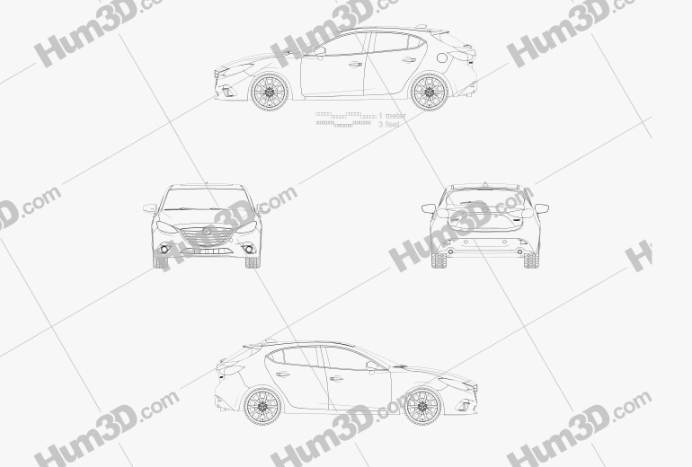 Mazda 3 Хетчбек 2014 Креслення