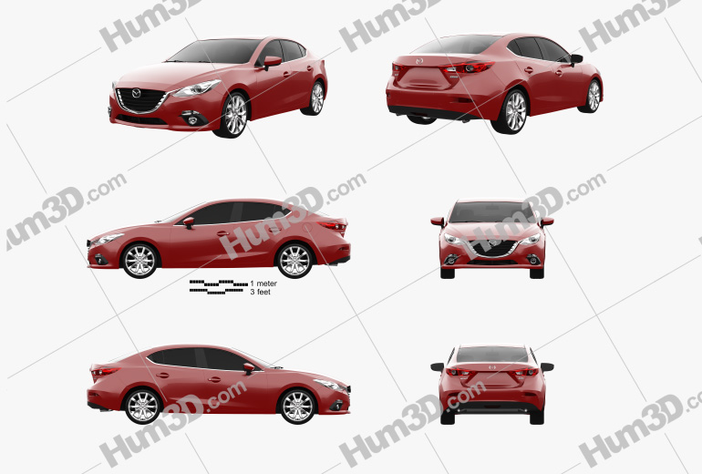 Mazda 3 sedan 2016 Blueprint Template