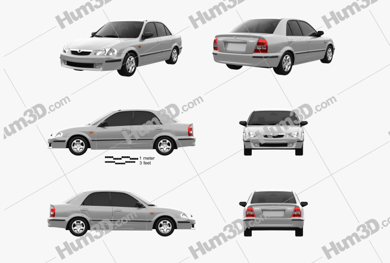Mazda 323 (Familia) 2003 Blueprint Template