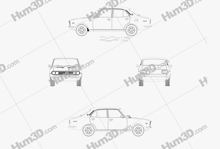 Mazda Capella (616) sedan 1974 Blueprint