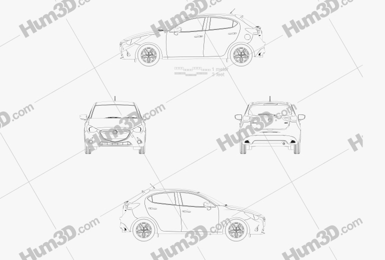 Mazda Demio 5 portes hatchback 2014 Plan