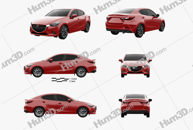 Mazda 2 (Demio) 2018 Blueprint Template