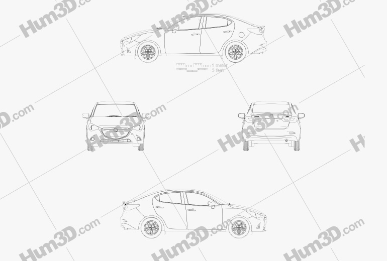 Mazda 2 (Demio) 2018 Креслення