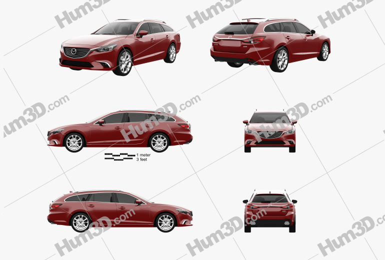 Mazda 6 GJ wagon 2018 Blueprint Template