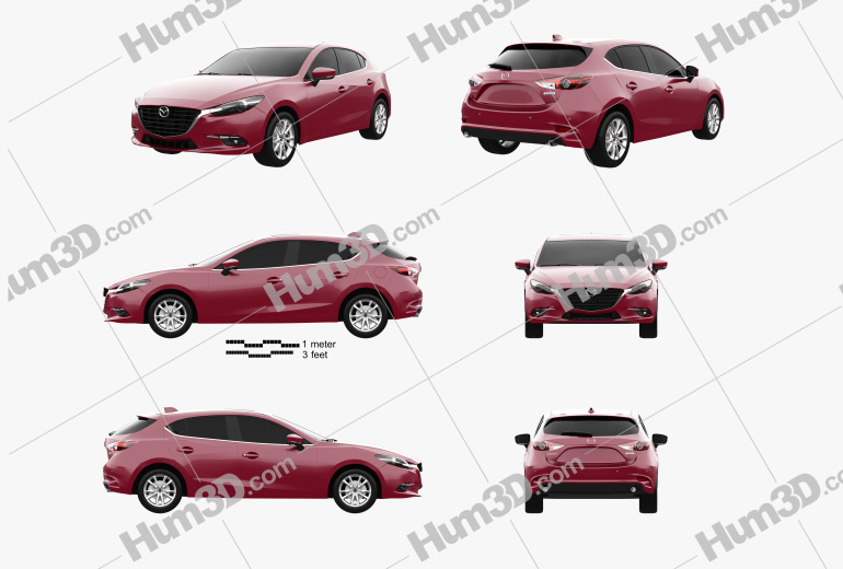 Mazda 3 BM hatchback 2020 Blueprint Template