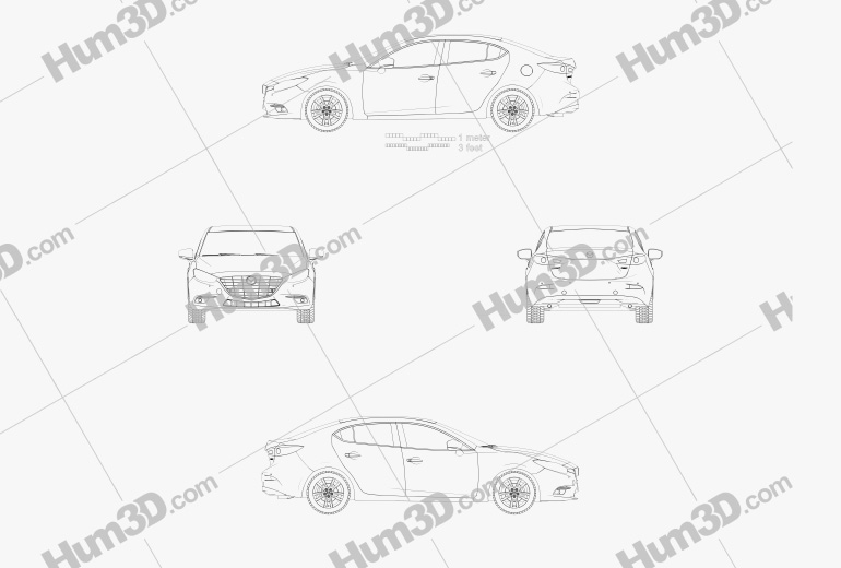 Mazda 3 BM Седан 2020 Чертеж