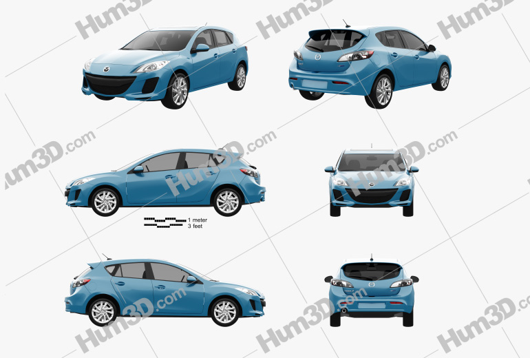 Mazda 3 BL2 US-spec hatchback 2009 Blueprint Template