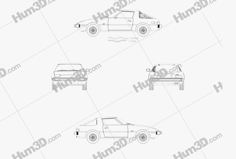 Mazda RX-7 1978 Blueprint - 3DModels.org
