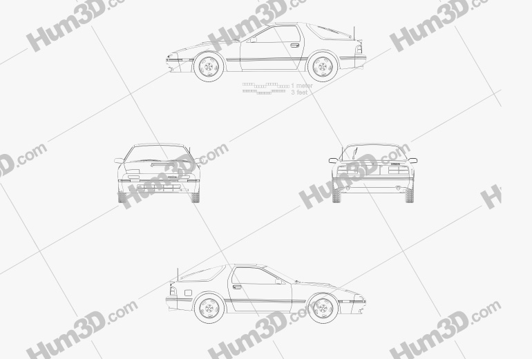 Mazda RX-7 coupé 1985 Blueprint