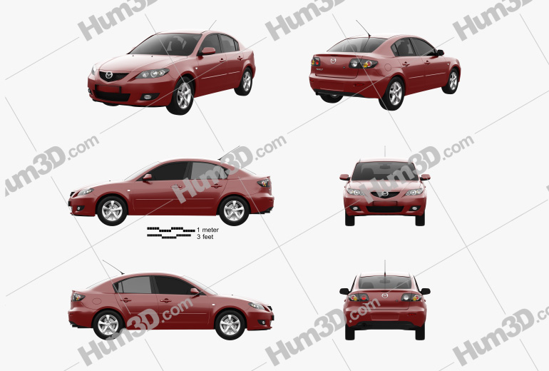 Mazda 3 sedan 2009 Blueprint Template