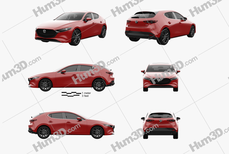 Mazda 3 hatchback 2022 Blueprint Template