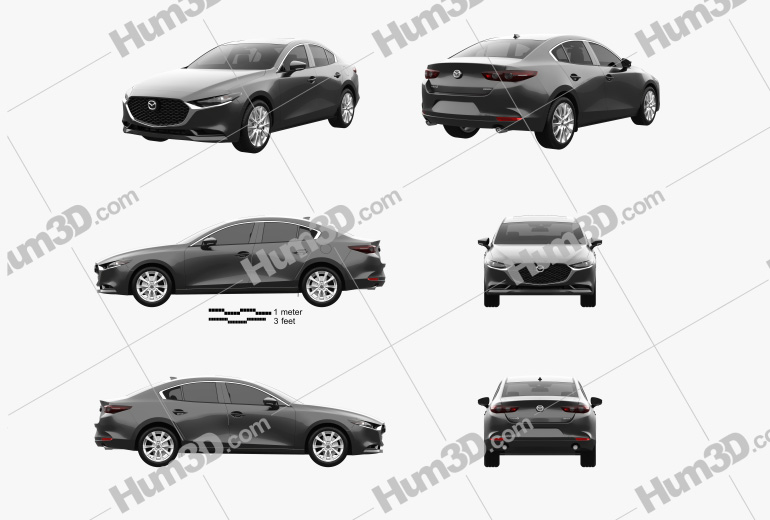 Mazda 3 sedan 2022 Blueprint Template