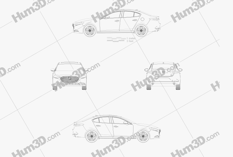 Mazda 3 Седан 2022 Чертеж