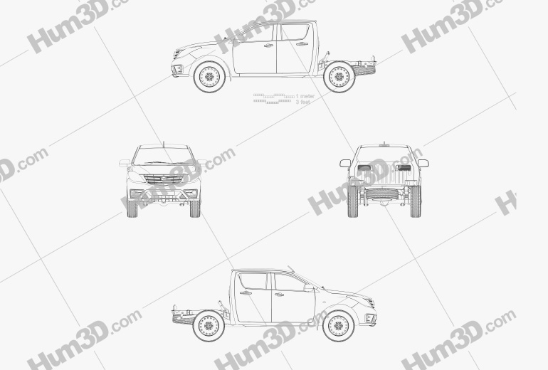 Mazda BT-50 Cabine Double Chassis 2021 Blueprint