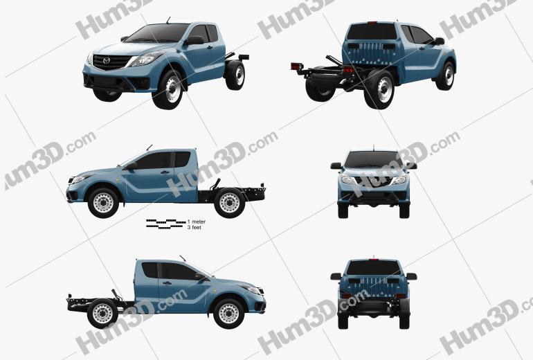 Mazda BT-50 Freestyle Cab Chassis 2021 Blueprint Template