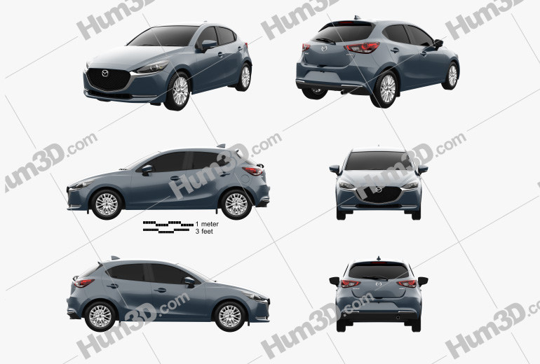 Mazda 2 hatchback 2022 Blueprint Template