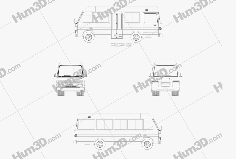 Mazda T3500 Mini Autobus 1996 Blueprint