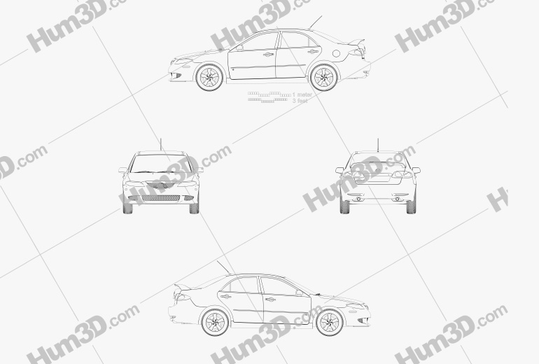 Mazda 6 Sport US-spec sedan 2007 Blueprint