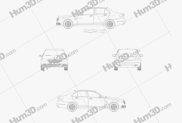 Mercedes-Benz Cクラス セダン 2012 設計図