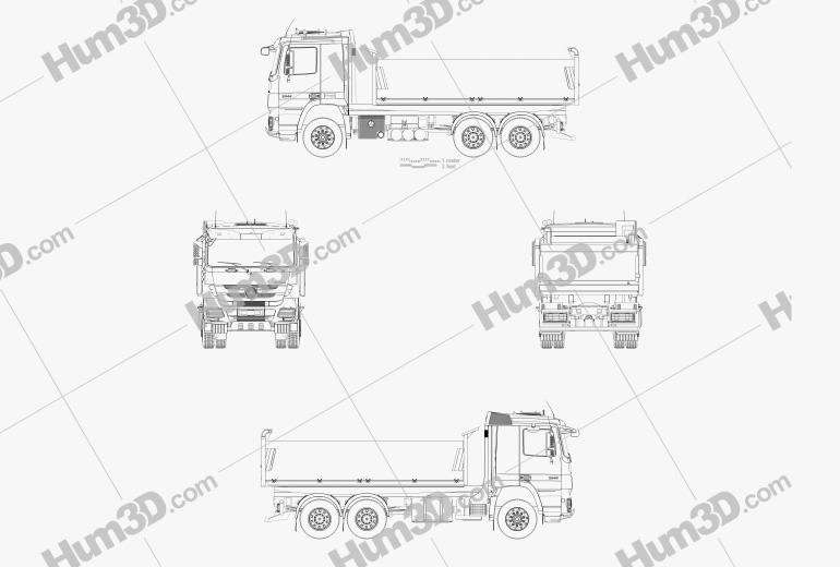 Mercedes-Benz Actros Tipper 3アクスル 2011 設計図
