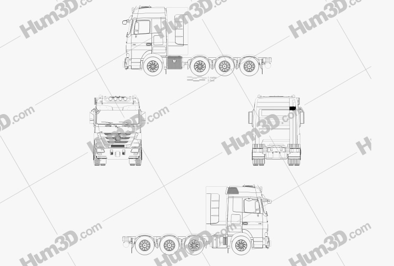Mercedes-Benz Actros Tractor 4アクスル 2011 設計図