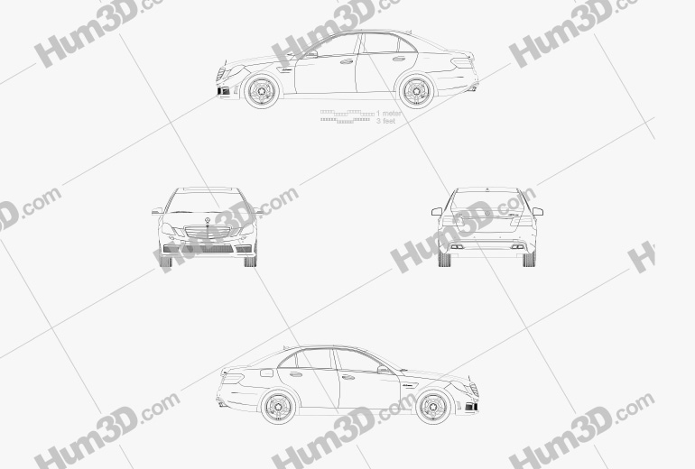 Mercedes-Benz E63 AMG (W212) sedan 2013 Blueprint