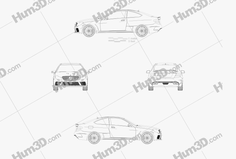 Mercedes-Benz C-class 63 AMG Coupe Black Series 2015 Blueprint
