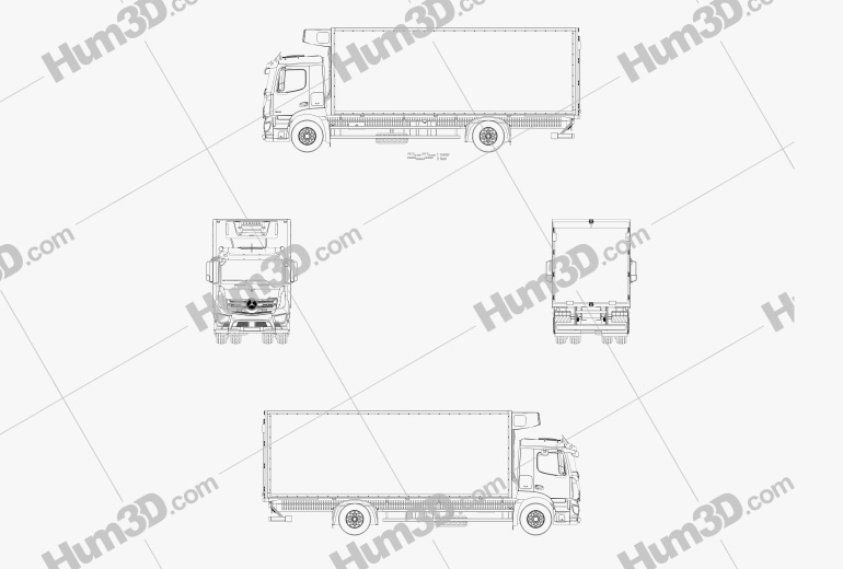Mercedes-Benz Antos Box Truck 2015 Blueprint