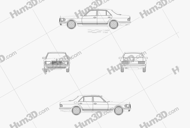 Mercedes-Benz S-class (W126) 1993 Blueprint