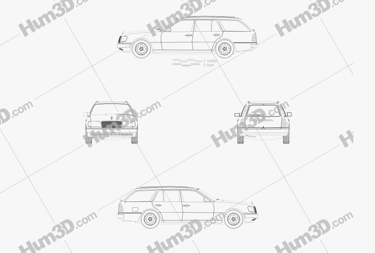 Mercedes-Benz E 클래스 Wagon 1993 테크니컬 드로잉